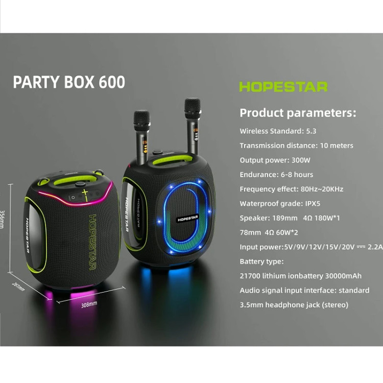 اسپیکر بلوتوثی قابل حمل هوپ استار مدل PARTYBOX 600
