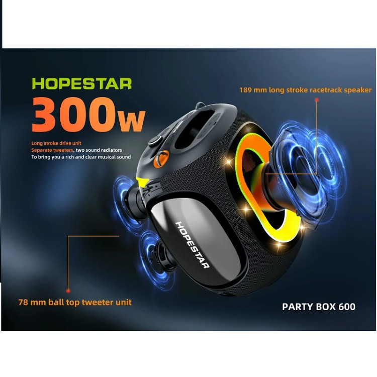 اسپیکر بلوتوثی قابل حمل هوپ استار مدل PARTYBOX 600